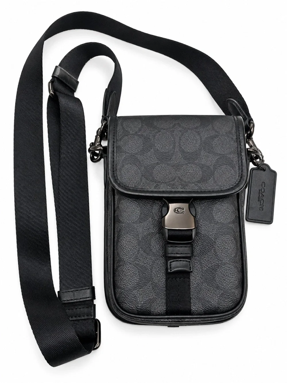 Coach Black Signature Monogram Crossbody Pouch